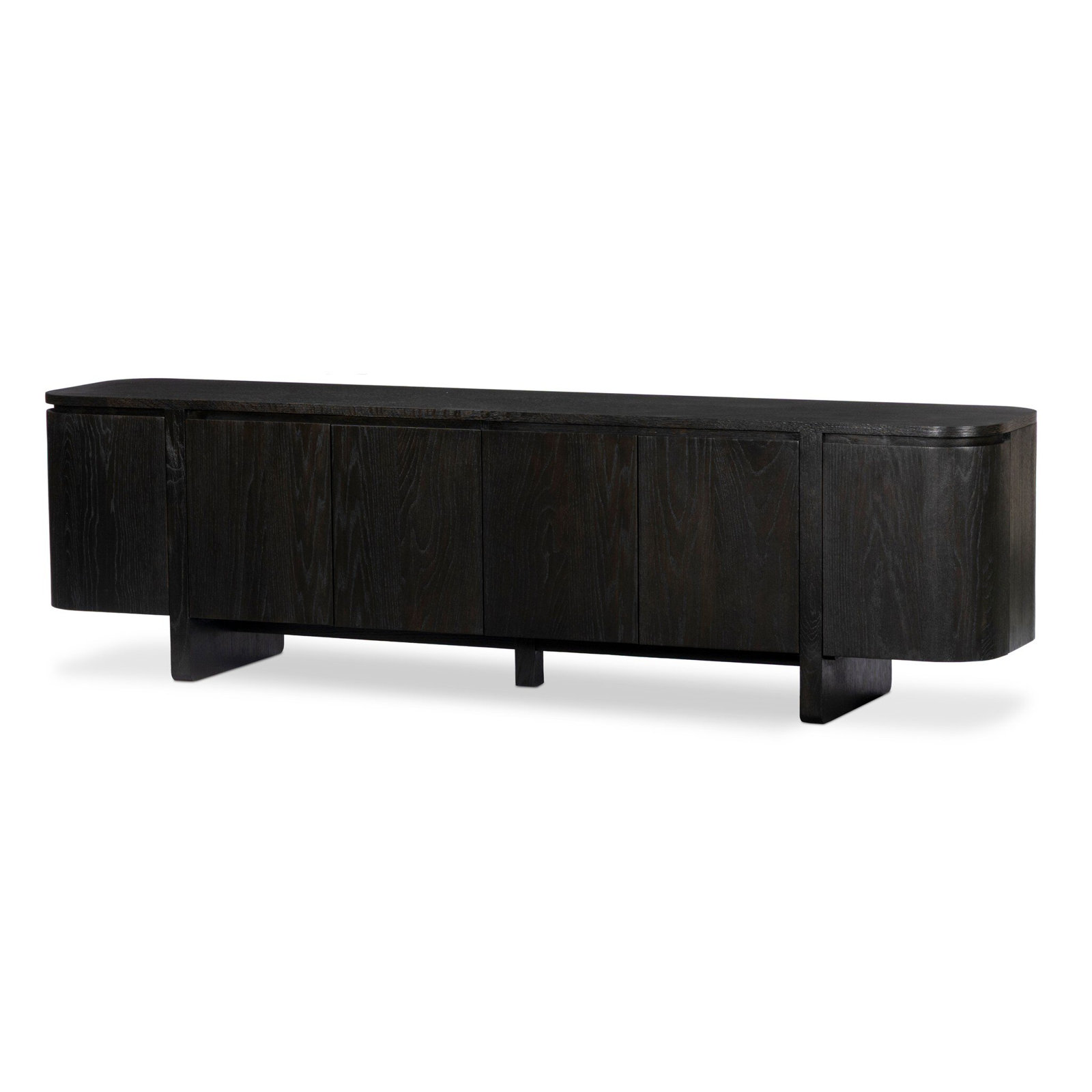 92'' Media Console, Worn Black Oak