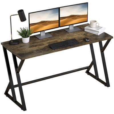 Bureau d'ordinateur de 55 pouces, bureau d'écriture industriel avec pieds en métal en forme de Z, table d'étude pour bureau à domicile, chambre à coucher, petits espaces