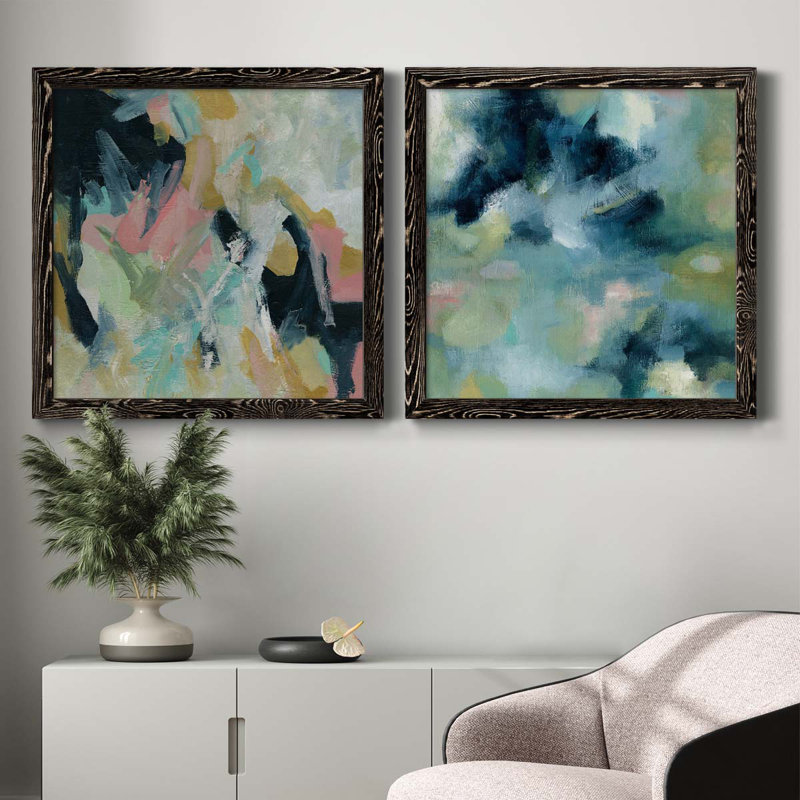 «Vitality», ensemble de 2 peintures sur toiles, H 35,5 po x l 71 po x P 1,5 po, Toile avec cadre noir