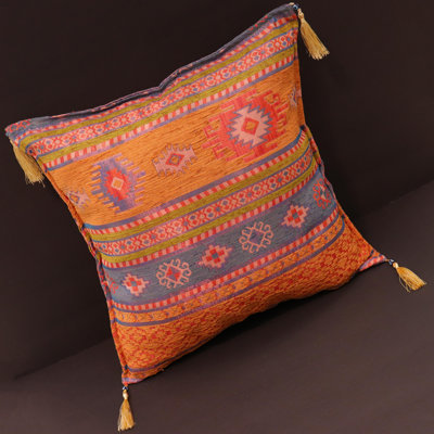 Southwestern Pillows Tassels Chenille Reversible Throw Pillow