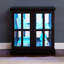Vitrine en cerisier antique avec tablettes réglables, fermeture magnétique, lumières à DEL pour bandes rétro en verre, rangement rétro