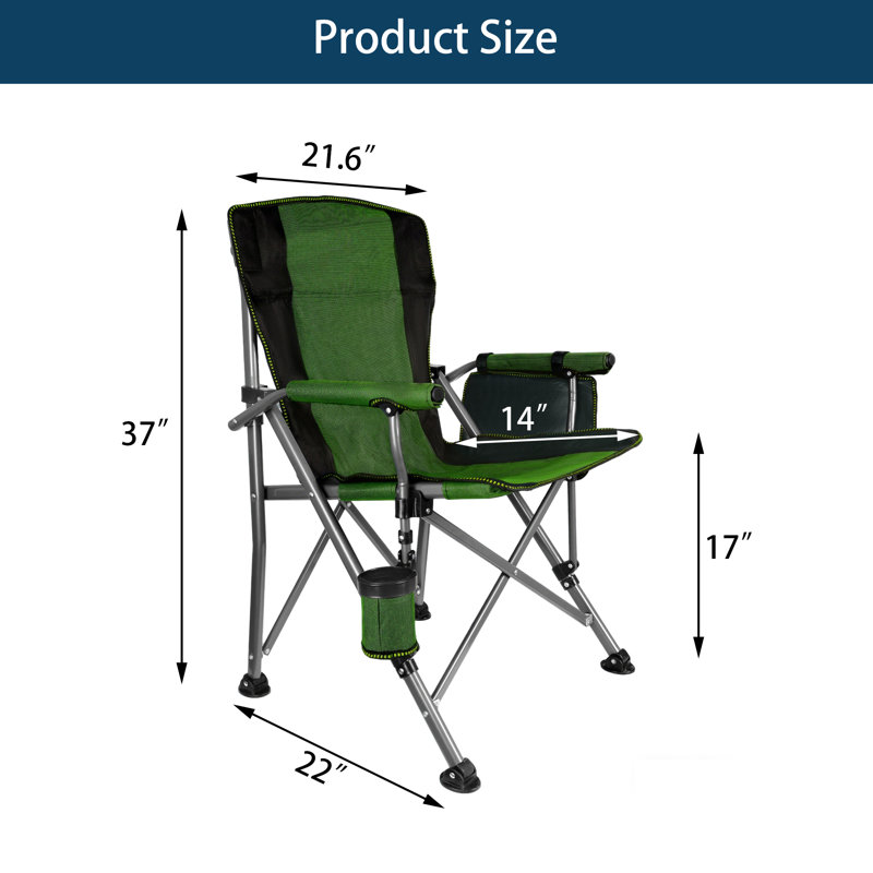 Portable Folding Camping Chair With Cup Holder And Storage Bag, Capable Of Bearing 400 Lbs, Oversized Collapsible Portable Camping Chair | Applicable To Outdoor Camp, Picnic, Travel, Fishing.