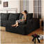 Canapé modulaire 107 po avec méridienne en L 107 po, canapé modulaire moderne avec assise profonde, canapé rembourré pour la chambre à coucher du salon, aucun assemblage requis (tissu en velours côtelé moelleux)-1274587988-1274587991