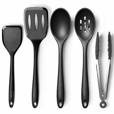 Ensemble d'ustensiles de cuisson en silicone, grandes spatules et cuillères antiadhésives résistantes à la chaleur pour la cuisine, tourneurs de cuisine idéaux sans BPA pour la friture, le mélange, le service, la vidange, le tournage