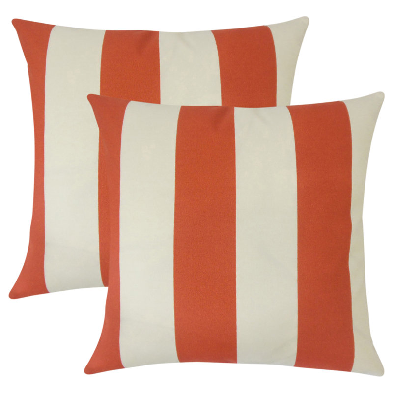 Striped Reversible Throw Pillow, Orange