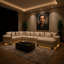 Canapé modulaire en velours côtelé beige de 154 po de largeur et 154 places, idéal pour le cinéma maison-840099076