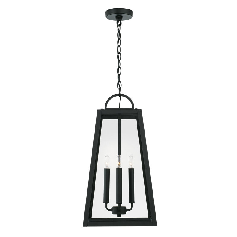 4 - Light Outdoor Hanging Lantern, Black