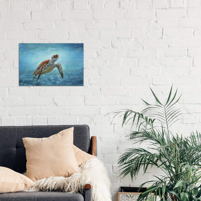 Sea Turtle by David Stribbling - Wrapped Canvas Painting, 101.6 cm H x 66.04 cm W x 1.91 cm D