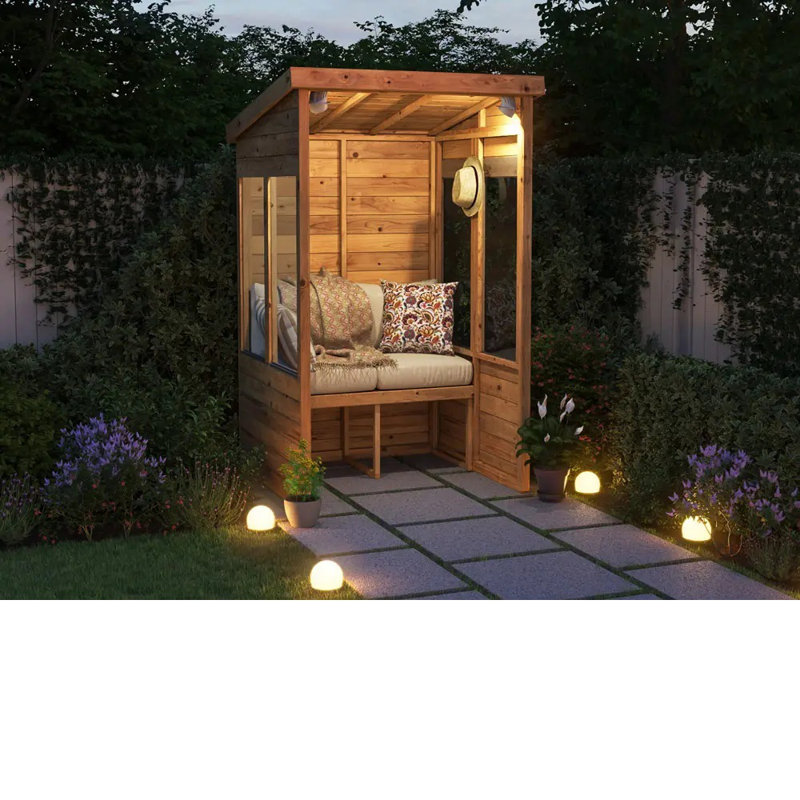 Dunster House Garden Arbour With Glazed Panels, Pressure Treated, Apocallipo, 200cm H x 127cm W x 120cm D