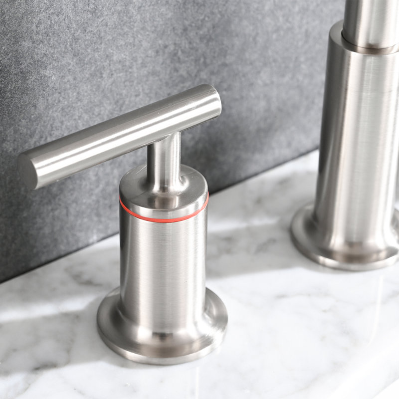 8 po Robinet de salle de bain à poignée double avec drain escamotable en nickel brossé, Nickel brossé