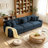 3 - Piece Upholstered Blue Chenille Modular Sectional Sofa with Armrests & Throw Pillows-502441078