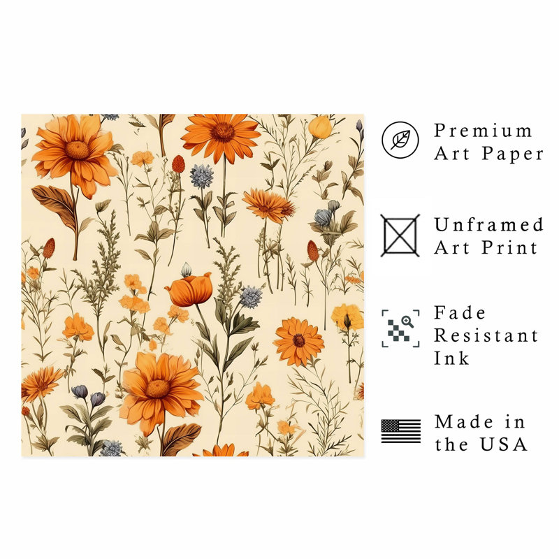 «Botanical Fall», reproduction d'art non encadrée à motif botanique, H 28 po x l 28 po