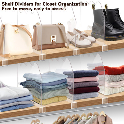 Acrylic Shelf Dividers For Closet Organization 4PCS Non-Slip Closet Shelf Divider And Closet Separator For Clothes Purse Bag Sturdy Storage Divider For Shelves And Closet Organizer