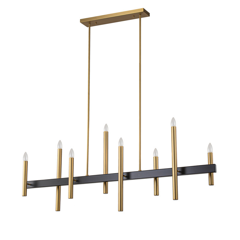 Trivon 8 - Light Dimmable Linear Kitchen Island Chandelier, Matte Black/Gold