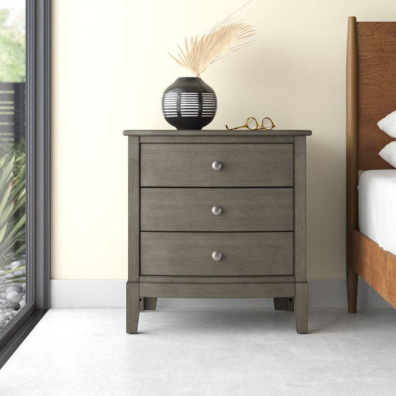 Table de chevet 3 tiroirs Ping, Gris