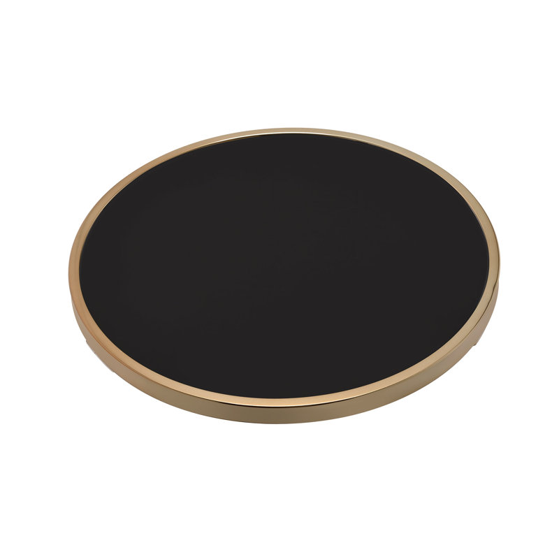 Compton Martin Glass Top End Table, Champagne, Black Glass