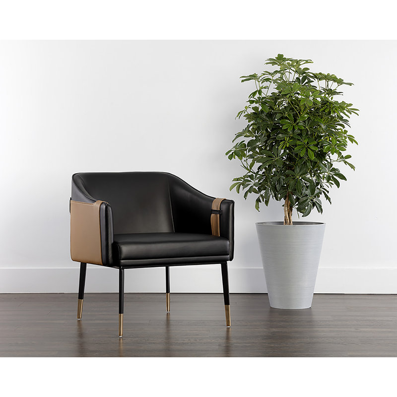 Fauteuil club l 26,25 po Mullinville, Similicuir noir