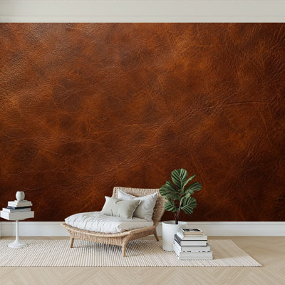 Papier peint adhésif autocollant en cuir brun rustique vieilli de style grunge rétro avec papier contact autoadhésif amovible pour salon Chambre à coucher H 100 po x l 144 po