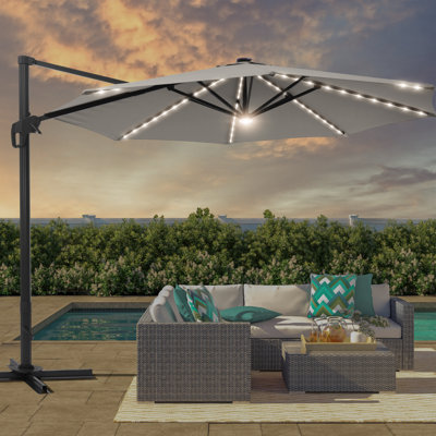 Alissiya 132'' Lighted Cantilever Umbrella