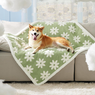 Lesure Waterproof Calming Double-Sided Jacquard Shag & Soft Sherpa Fleece Furniture Protector Dog & Cat Blanket