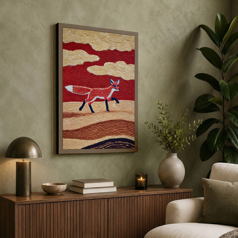 Fox Across Dunes Rustic - Print, 30x20 - 76.2 x 50.8 cm, White Border