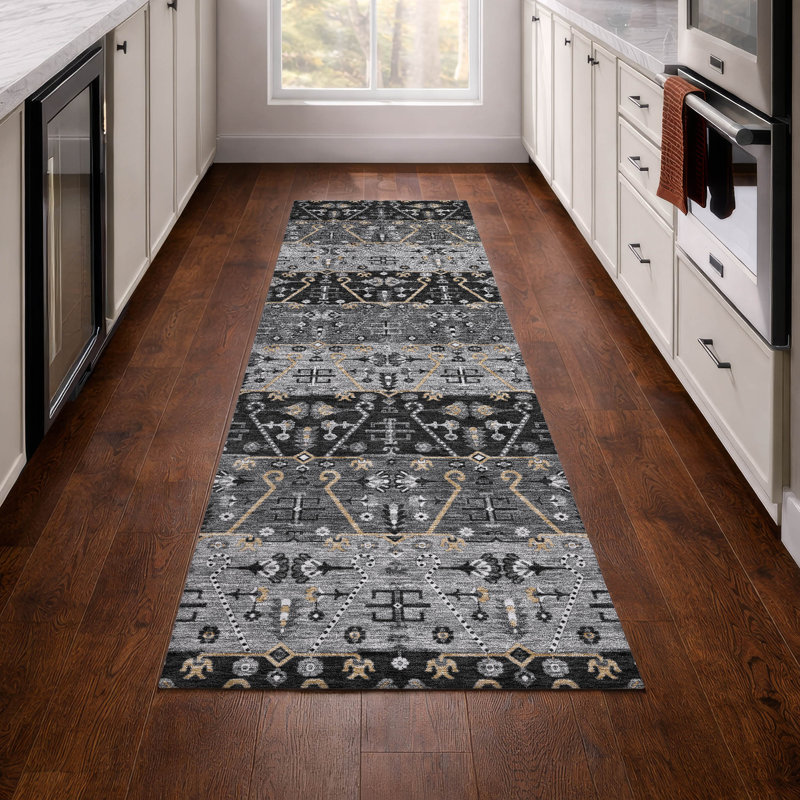 Tapis intérieur / extérieur lavable à la machine Chantille ACN2858 Global, Noir, Tapis de couloir 2 pi 3 po x 7 pi 6 po