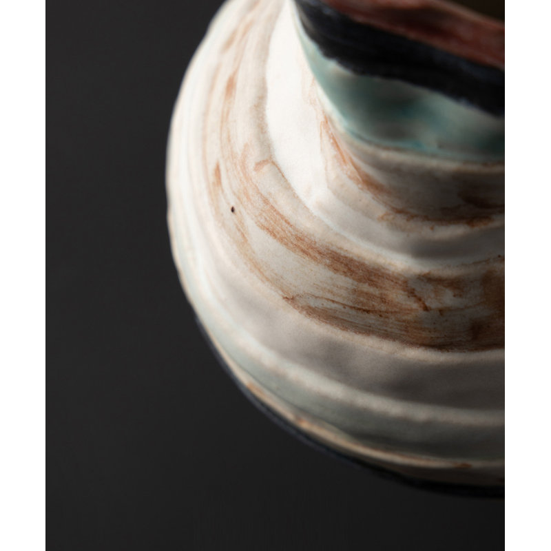 Vase de table en céramique multicolore de style Wabi-Sabi