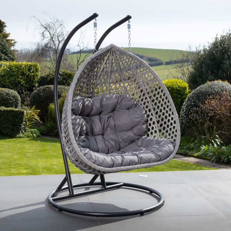 Panora 2 Person Porch Swing with Canopy, Grey, Dark Grey