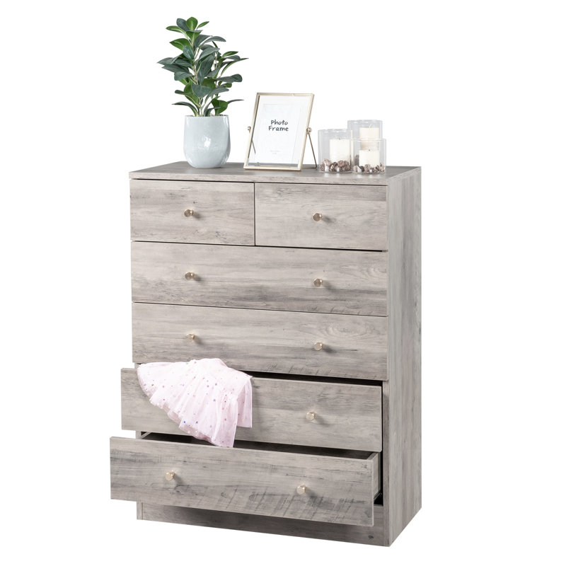 Armoire de rangement à 6 tiroirs Imogen, Gris