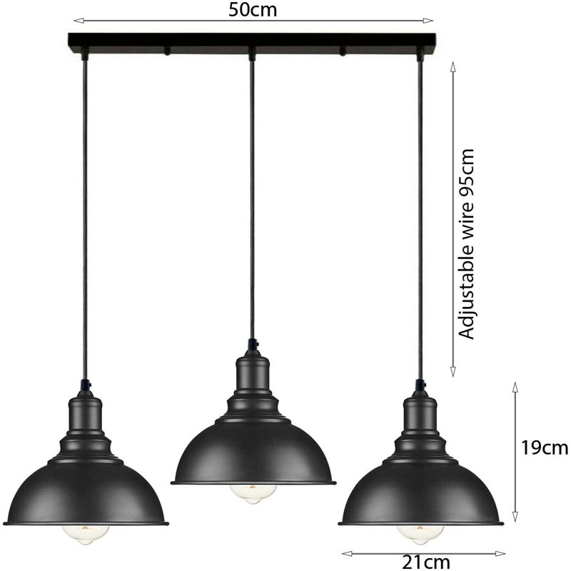 Vintage 3-Way Light Pendant for Kitchen Island - Modern Industrial Rustic Lighting by Brambly Cottage for Dining Room &  Bar
