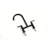 Black 3-Hole Deck Mount Bridge Kitchen Faucet with Side Sprayer (Stainless Steel)-120089034