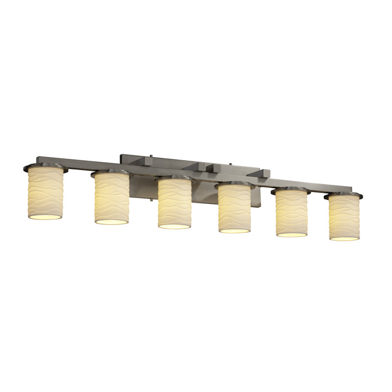 Éclairage pour meuble-lavabo 6 lumières Ainhara, Nickel, Feuille de bananier