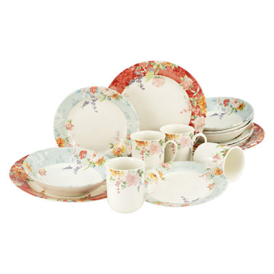 Crimson Stoneware Dinnerware Set 16 Piece - Service for 4