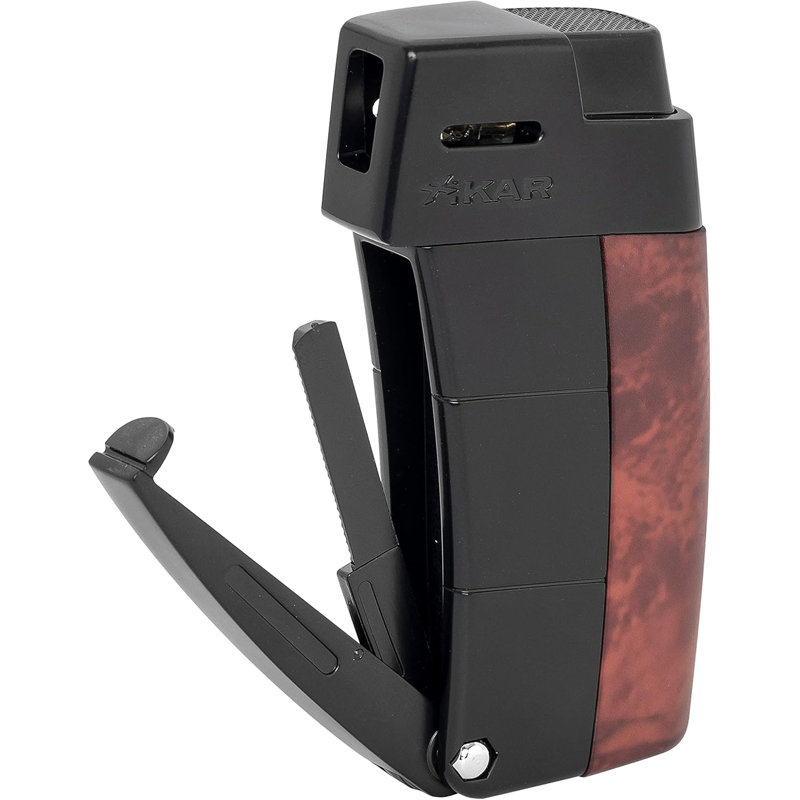 Xikar Resource II Angled Soft Flame Lighter, Black/Brown