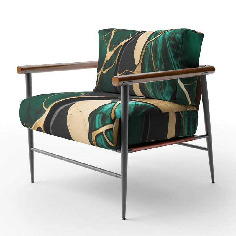 Fauteuil d'appoint rembourré en marbre Daelen, Noir, noir, noir, noir