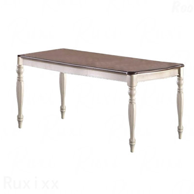 Transitional Dining Table Antique White Oak Top Rectangle 2 Extension Leaves