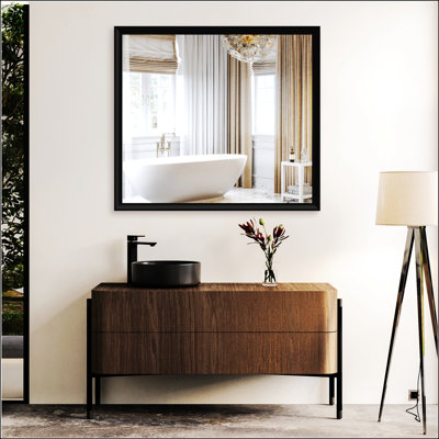 40"x36" Oversized Modern Rectangle Bathroom Mirror with Balck Frame Decorative Large Wall Mirrors for Bathroom Living Room Bedroom Vertical or Horizontal Wall Mounted mirror with Aluminum Frame
