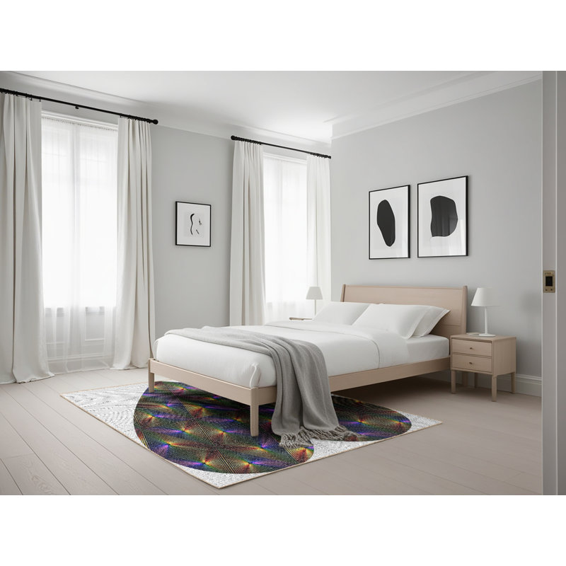 Tapis gris/bleu marine à motifs Nante, Rectangle 5 pi x 7 pi