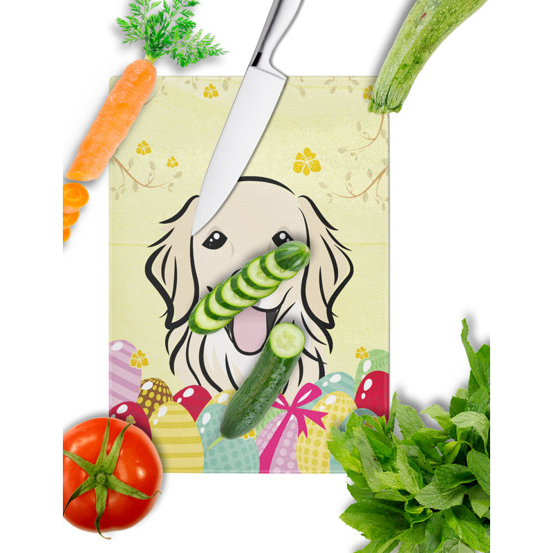Planche à découper en verre trempé à caroline de pâques, Golden retriever beige