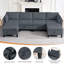 Canapé modulaire en lin 109 po avec repose-pieds et rivets-992760818