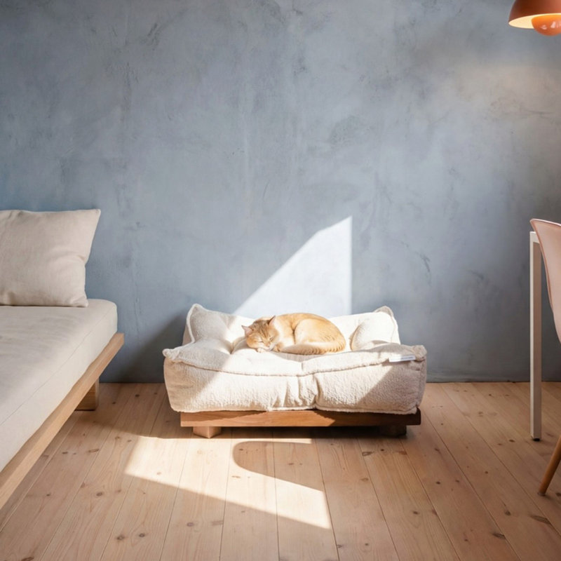 Lit pour chien moelleux et moelleux en similicuir de qualité supérieure, beige, 10" H x 36" W x 36" D