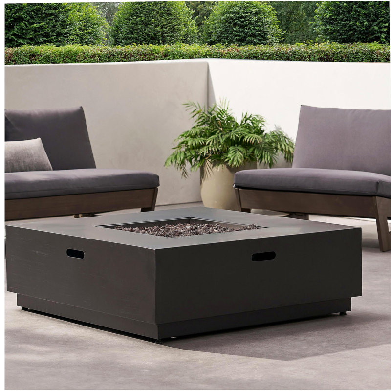 Foyer carré en fer de 40 pouces - 50 000 BTU (sans couvercle), Gris foncé