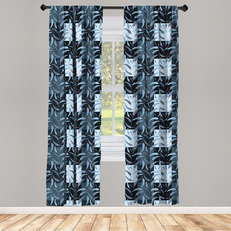 Swans Checkered Semi-Sheer Rod Pocket Curtain Panels, 28" x 95"