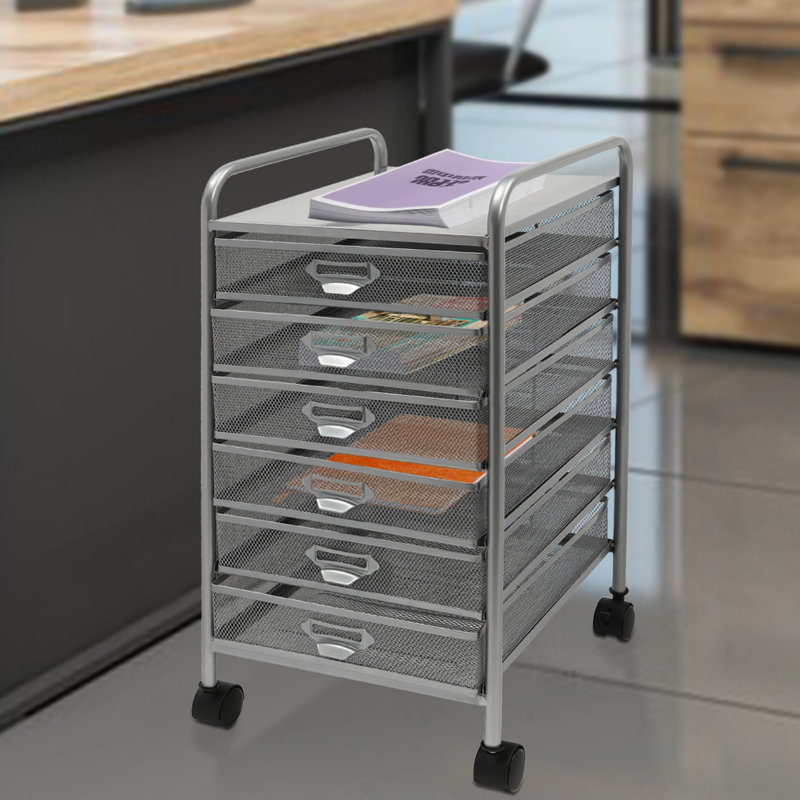 Rolling Storage Cabinet With Drawers, 6
