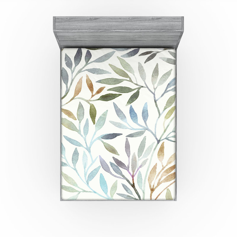 Ensemble de 2 draps-housse dégradés Ambesonne bleu sarcelle très clair bleu pâle et blanc, Drap-housse pour très grand lit