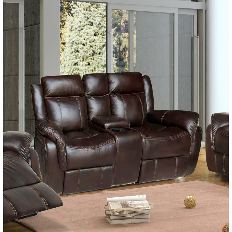Hausmann Faux Leather Recliner, Brown Faux Leather