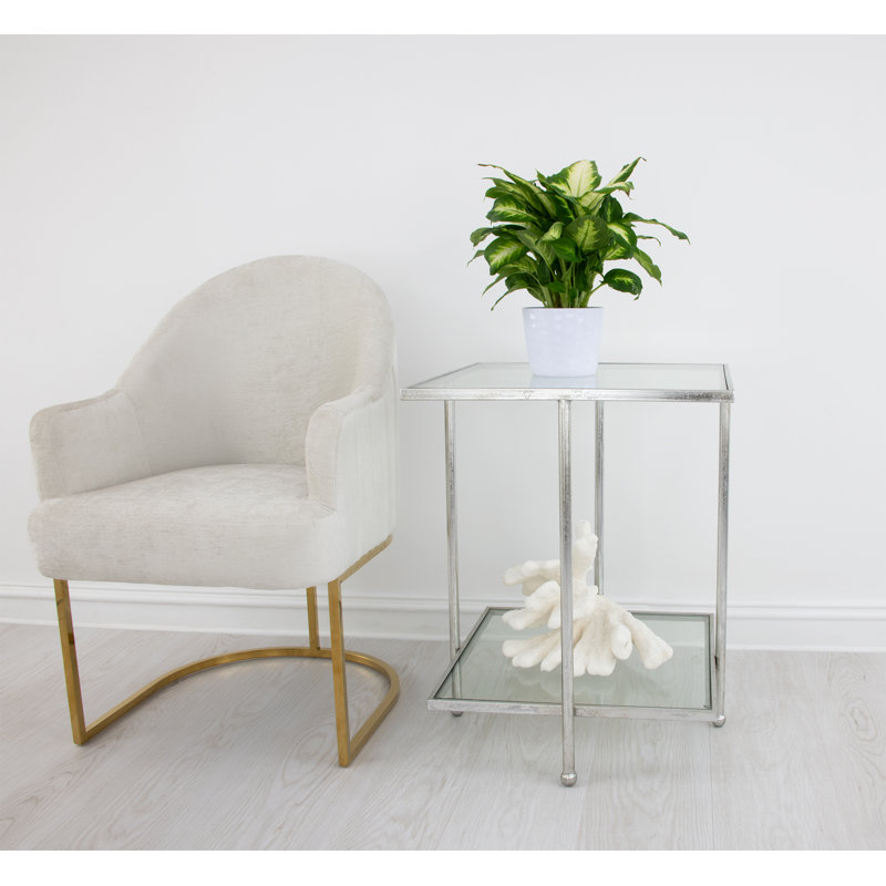 Romana End Table, Antiqued Silver Leaf