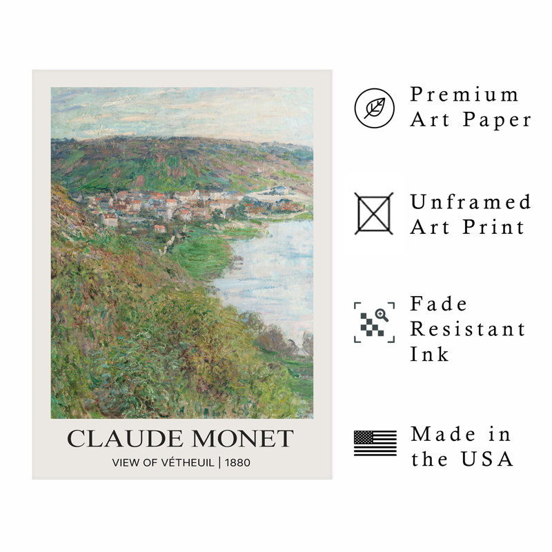 «Beach and Coastal Claude Monet View of Vetheuil», reproduction d'art classique sans cadre