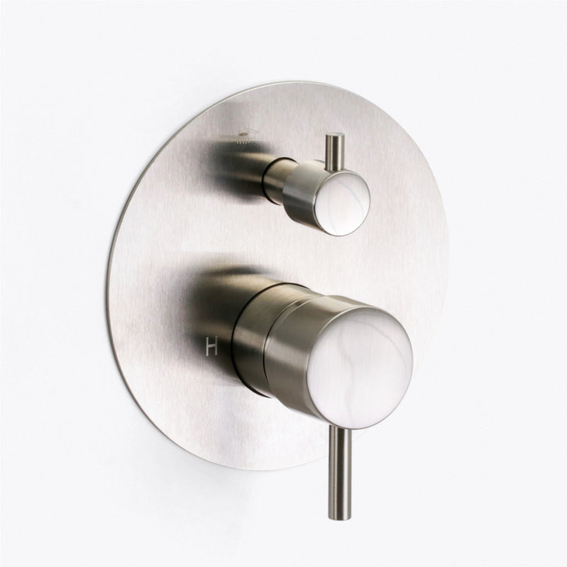 Metro 2-Way Pressure Balance Trim Complete Shower Set - Ceiling Mount - 12" Brass, Brushed Nickel