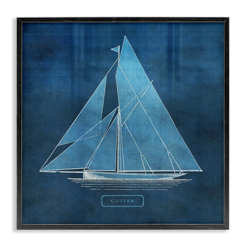 Voilier maritime, estampe numérique, conception par Susan Arnot, H 12 po x l 12 po, Giclée encadrée noir minuit